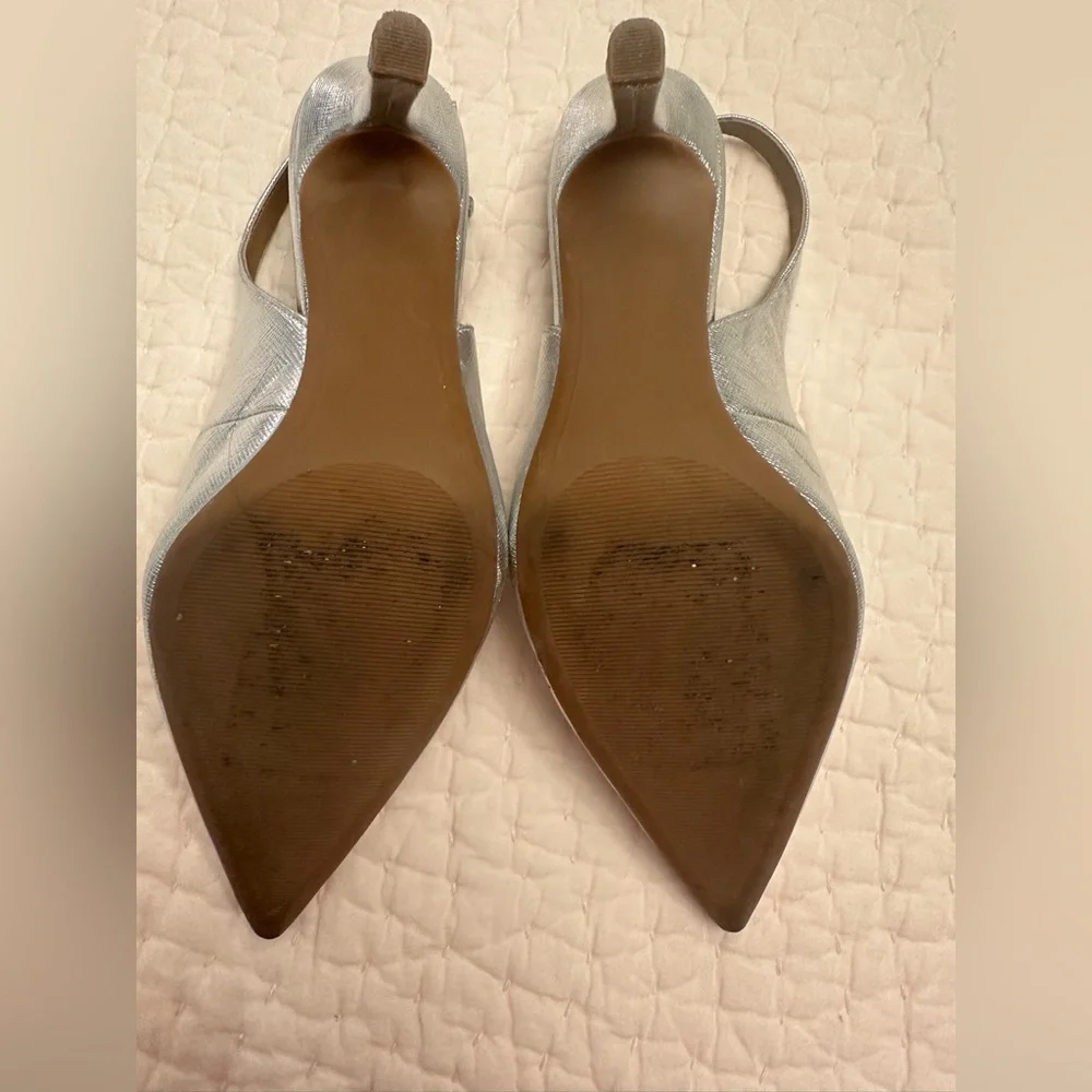 Nordstrom Rack Silver Pointed Toe Slingback Heels - Picture 2 of 4